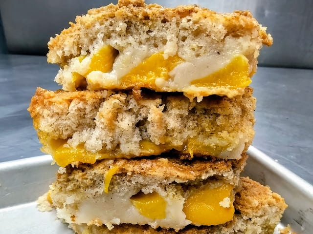 PEACH COBBLER CAKE.