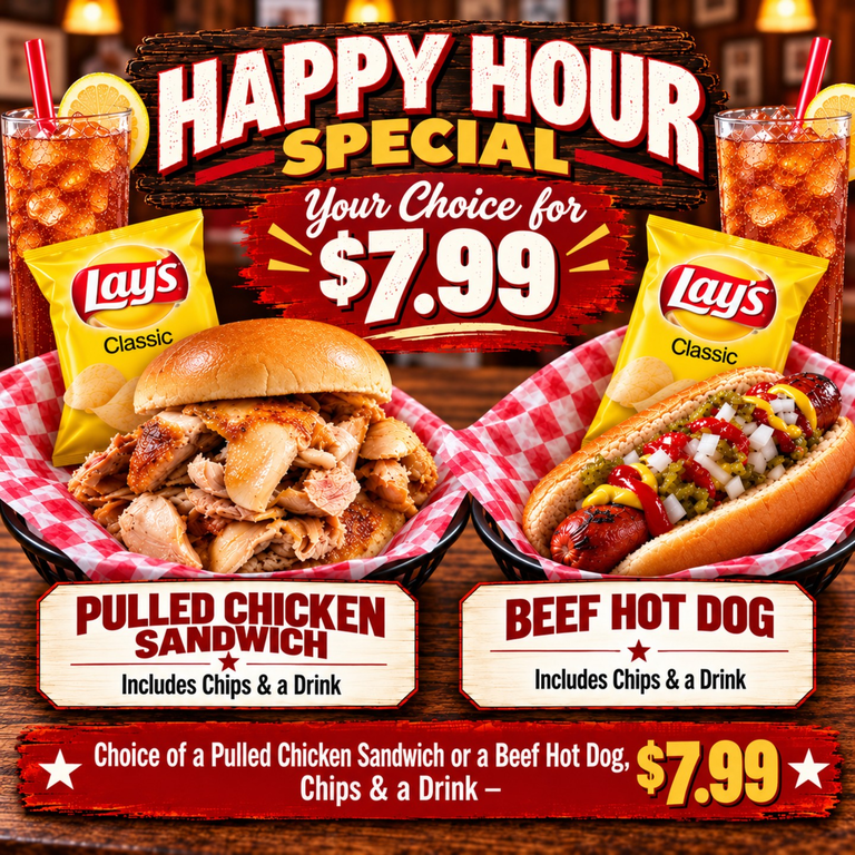 Happy Hour Daily from 2pm-4pm, Every Day