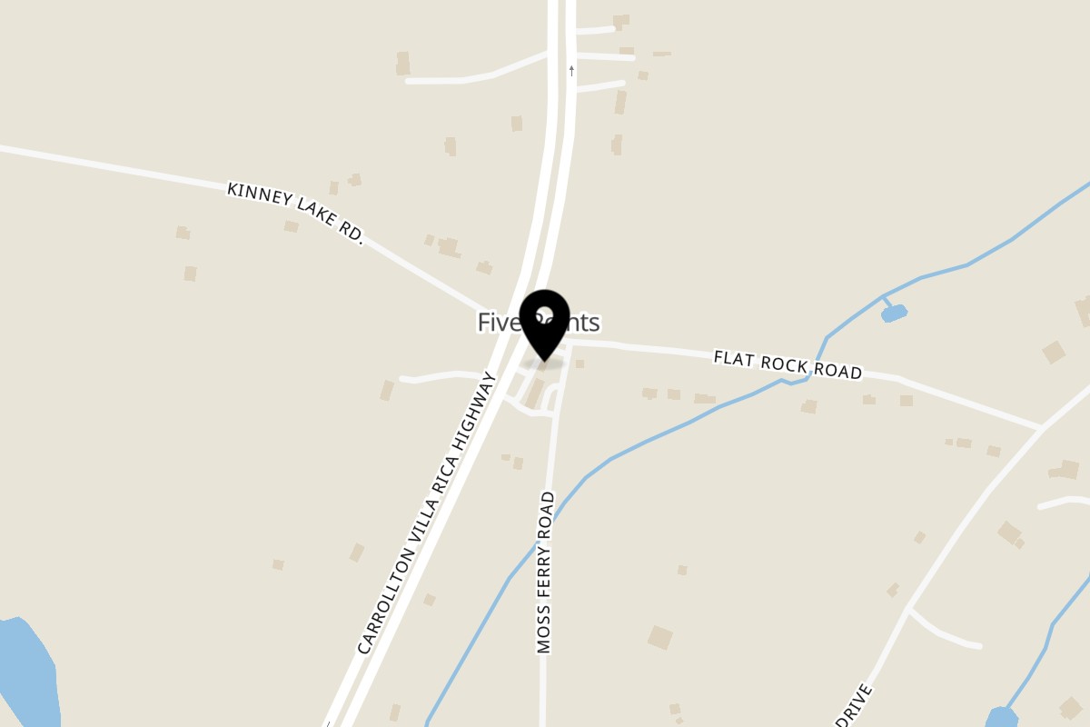 Map showing the location of B52 BBQ on 4921 Carrollton Villa Rica Hwy in Villa Rica